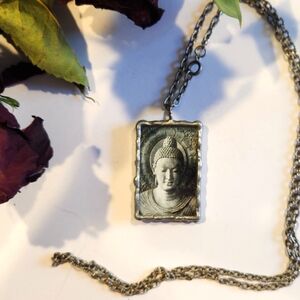 Glass Buddha Pendant Necklace 🕉 Double Sided